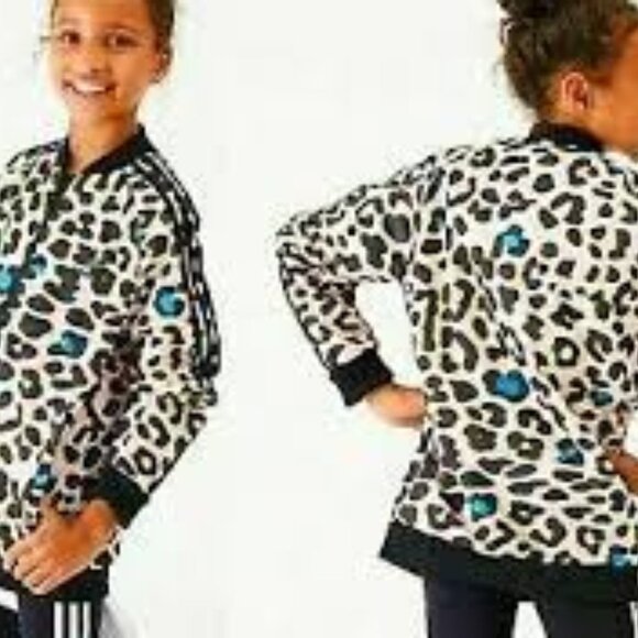 ADIDAS Youth Pink LZ Leopard Print SST Superstar Track Jacket M - Picture 2 of 12